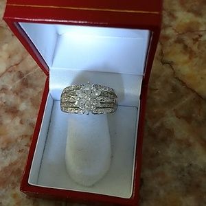 Sterling Epiphany flower simulated diamond ring